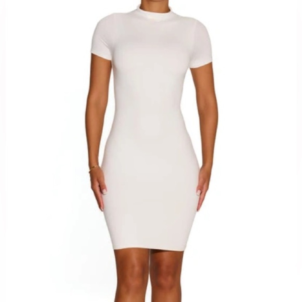 Naked Wardrobe Baby Blue Bodycon Midi Dress